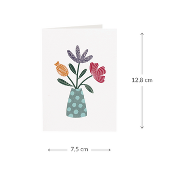 Maatgeving kaartje 75 x 109 mm met een &#039;Vaas met bloemen&rsquo;