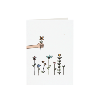Mini klapkaartje - Geplukt bloemetje | 40 x 54 mm