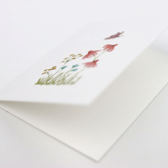 Mini klapkaartje - Bloemetjes met vlinder | 40 x 54 mm