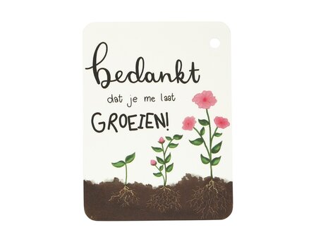 Tuinzaden zaaien - zaden in gondeldoosje - bedankt dat je me laat groeien - kindertraktatie - label voorkant
