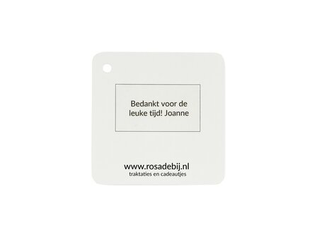 Bedankt lieve juf - label achterkant met ruimte voor eigen tekst