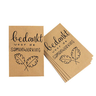 Kraftzakjes 80 x 125 mm met de tekst Bedankt voor de samenwerking