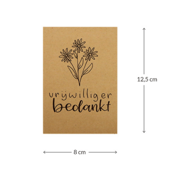Maatgeving kraftzakje 80 x 125 mm met de tekst Bedankt vrijwilliger 80 x 12