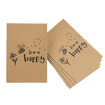 Kraftzakjes 80 x 125 mm met de tekst Bee happy
