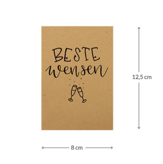 Maatgeving kraftzakje 80 x 125 mm met de tekst Beste wensen 80 x 125