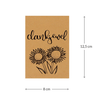 Maatgeving kraftzakjes 80 x 125 mm met de tekst Dankjewel