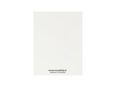 Achterkant kaartje 80 x 105 mm met de tekst &lsquo;Met jou is het elke dag een feestje&rsquo;