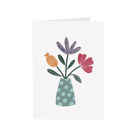 Voorkant foto kaartje 75 x 109 met een ‘Vaas met bloemen’