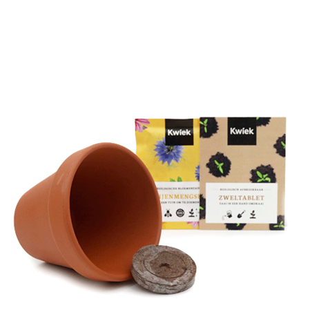 Inhoud terracotta potje Biologische Bijenbloemen 