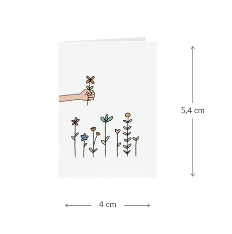 Mini klapkaartje - Geplukt bloemetje | 40 x 54 mm