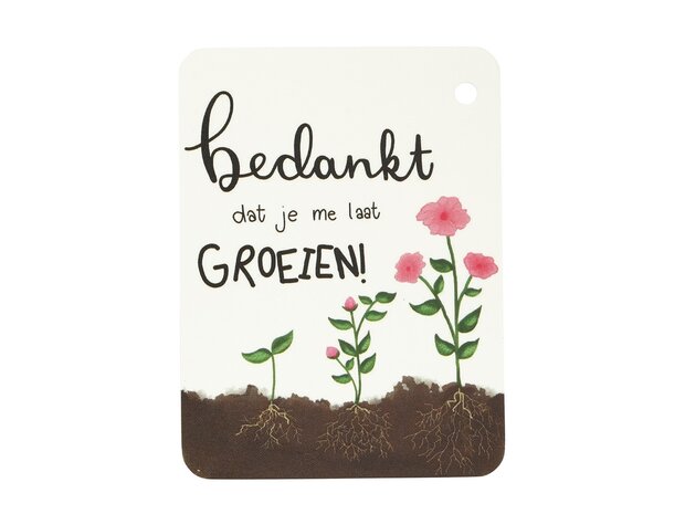 Tuinzaden zaaien - zaden in gondeldoosje - bedankt dat je me laat groeien - kindertraktatie - label voorkant
