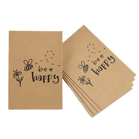 Kraftzakjes 80 x 125 mm met de tekst Bee happy