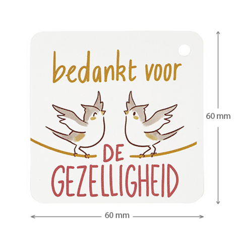 Bedankt voor de gezelligheid - kindertraktatie - label maatgeving