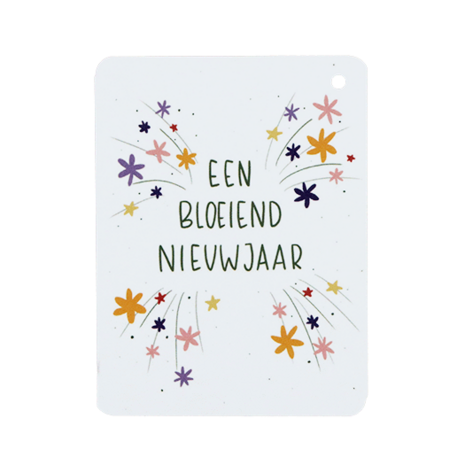 Label - Een bloeiend nieuwjaar | 60 x 80 mm | Voorkant
