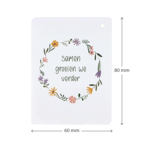 Label - Samen groeien we verder | 60 x 80 mm | Maatgeving