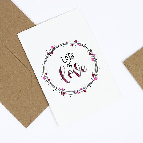 Sfeerfoto ansichtkaart 100 x 148 mm met de tekst ‘Lots of love’