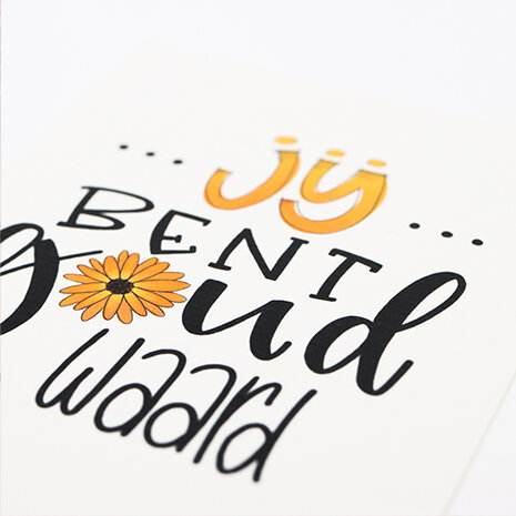 Sfeerfoto ansichtkaart 100 x 148 mm met de tekst ‘Jij bent goud waard’