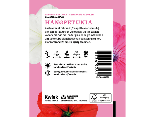 Hangpetunia - Kwiek Uitdeel zakjes (op = op)